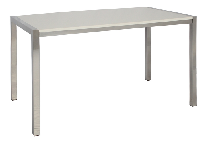 MESA RIO INOX 140X75 CM - Tampo MDF Branco